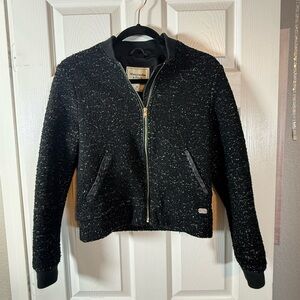 Abercrombie & Fitch Black Wool Blend Bomber Jacket. Size Medium.